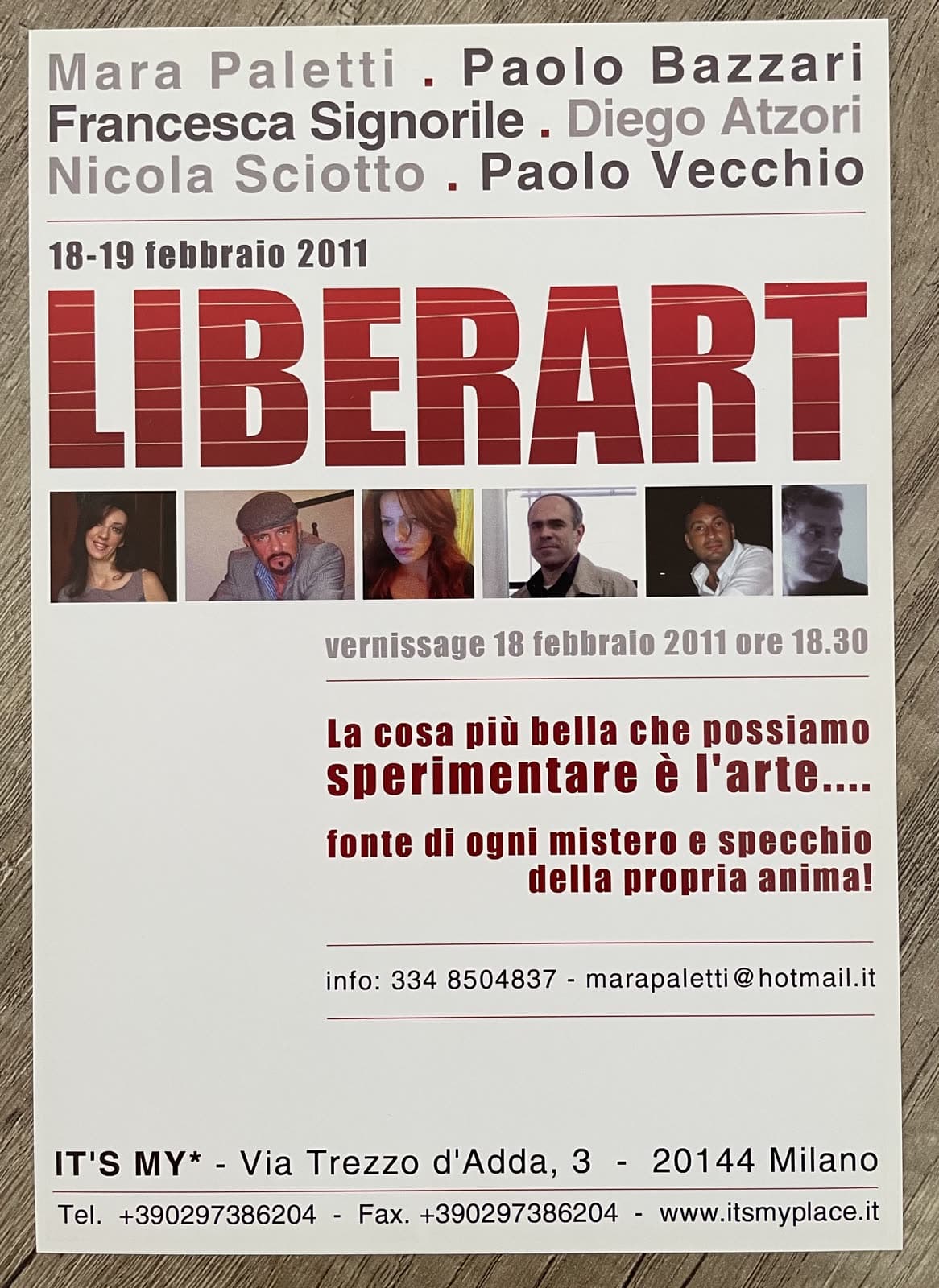 Locandina della mostra, 18-19 febbraio