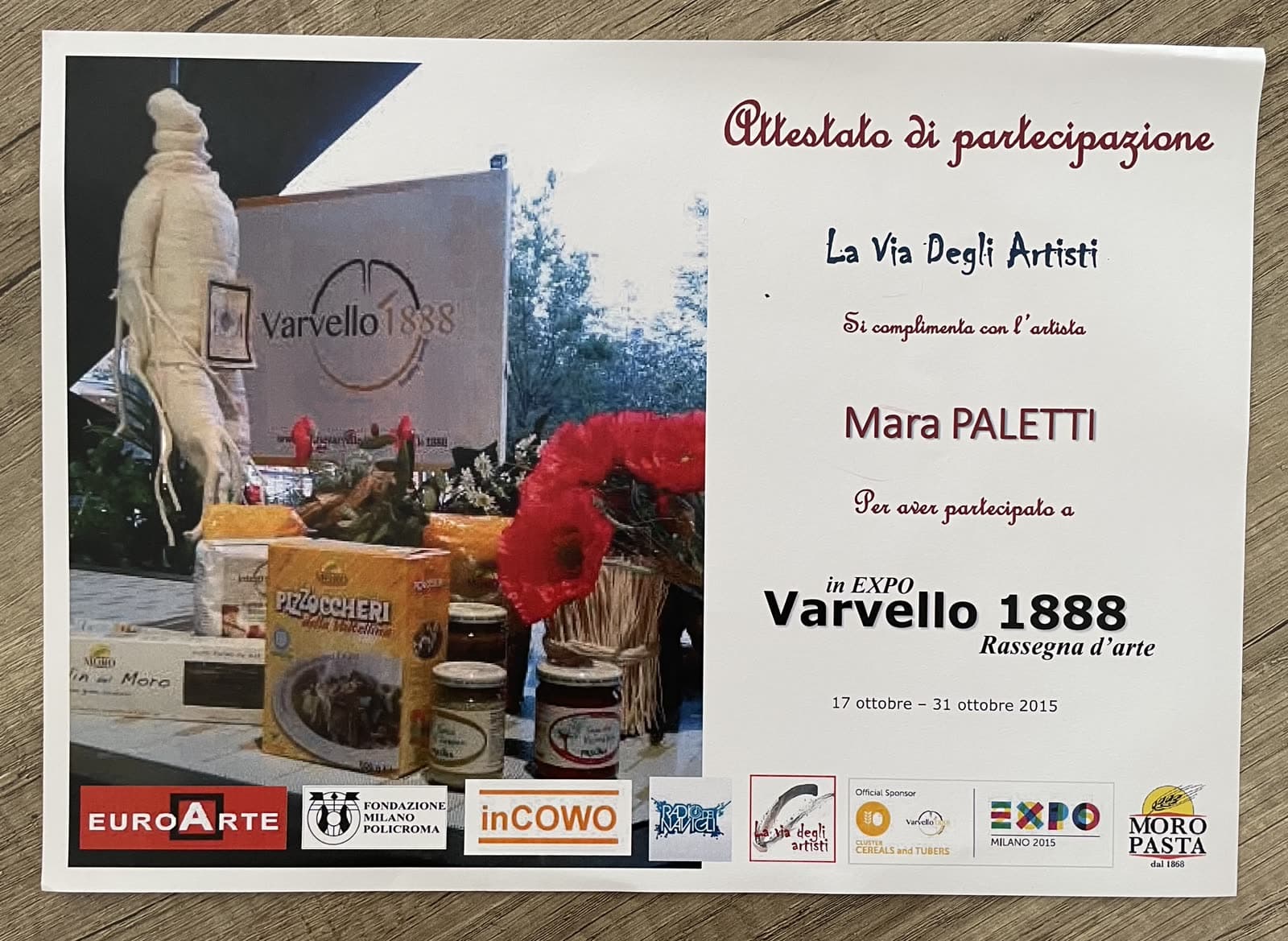 Attestato di partecipazione, Expo Milano