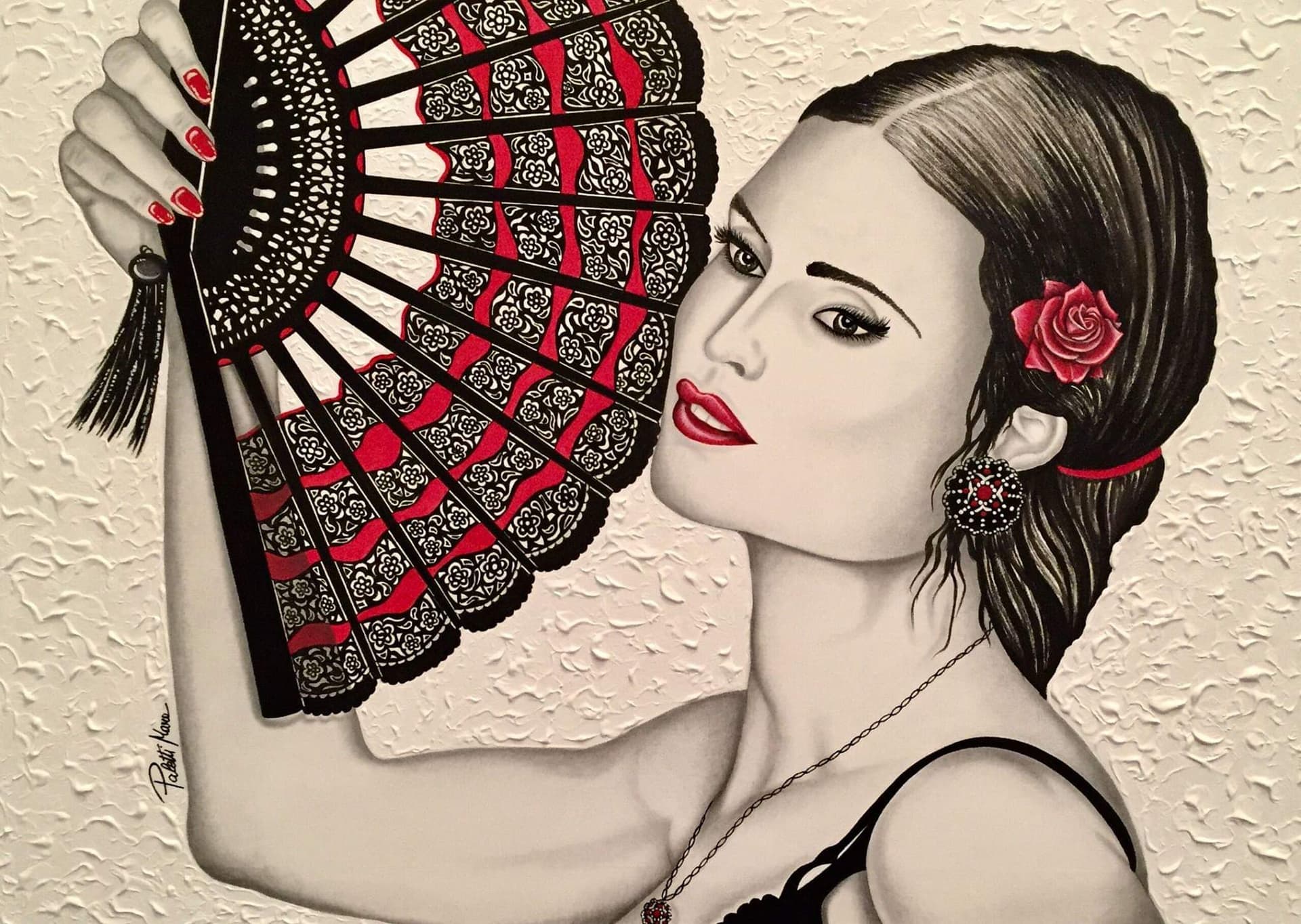 "FLAMENCO NON E' SOLO BALLO...E' URLO DELL'ANIMA...E' PASSIONE CHE ARDE", acrilico e grafite — Mara Paletti