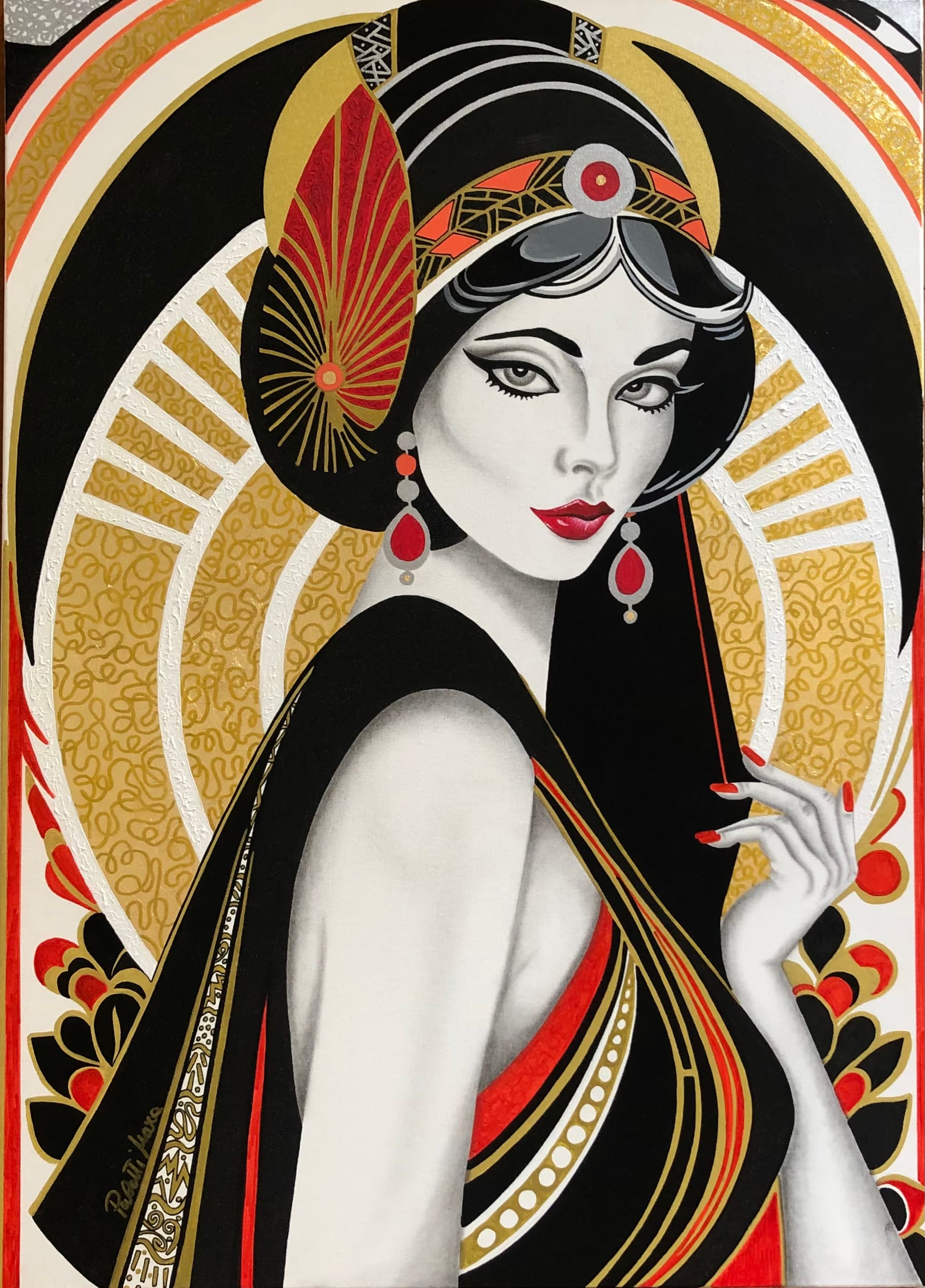 “PROFUMO STRANIERO 2”, Acrilico, grafite, foglia d’oro — Mara Paletti