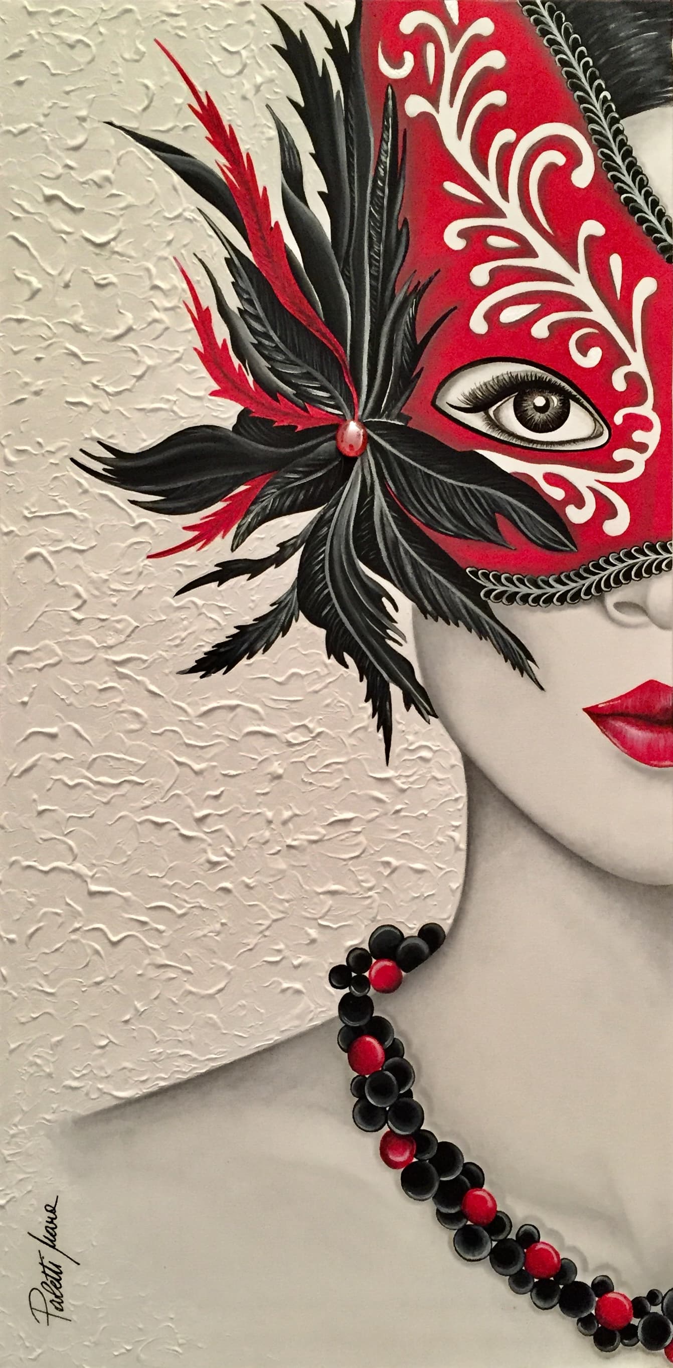A NIGHT IN MASQUERADE, Acrilico e grafite — Mara Paletti