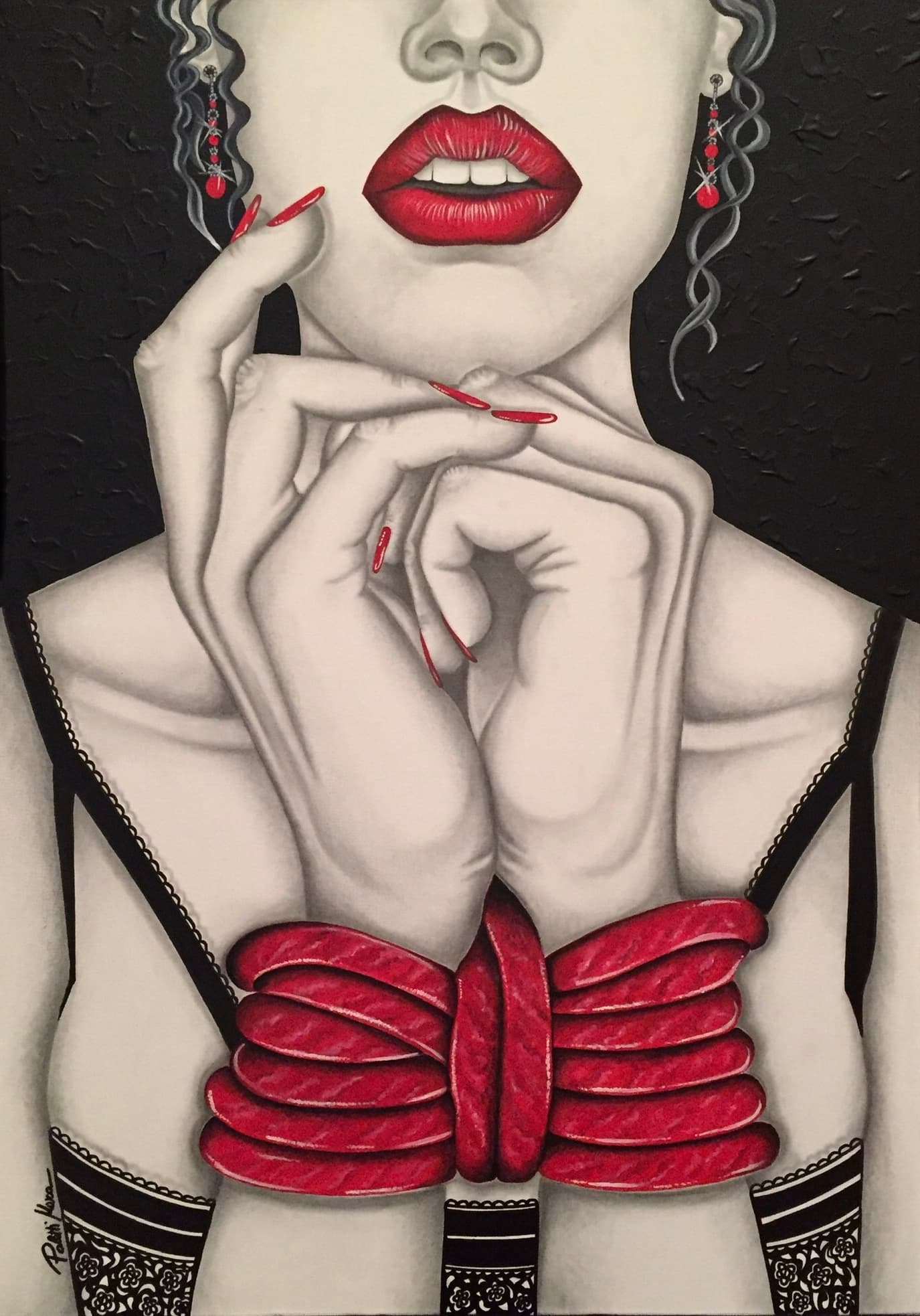 “ STRINGIMI COSÌ UNA VOLTA ANCORA…”, Acrilico e grafite — Mara Paletti