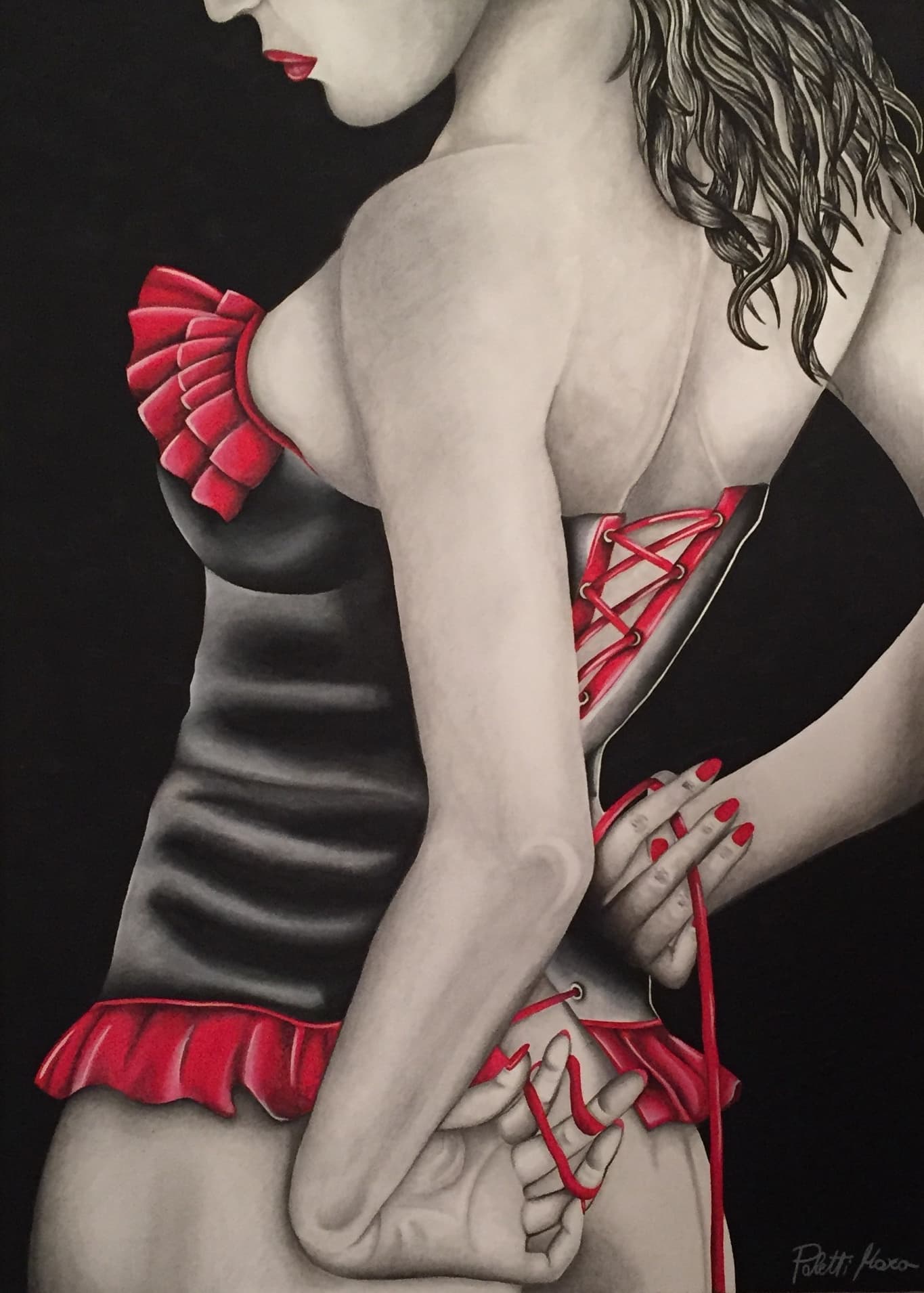 “ LINGERIE “, Acrilico e grafite su tela — Mara Paletti